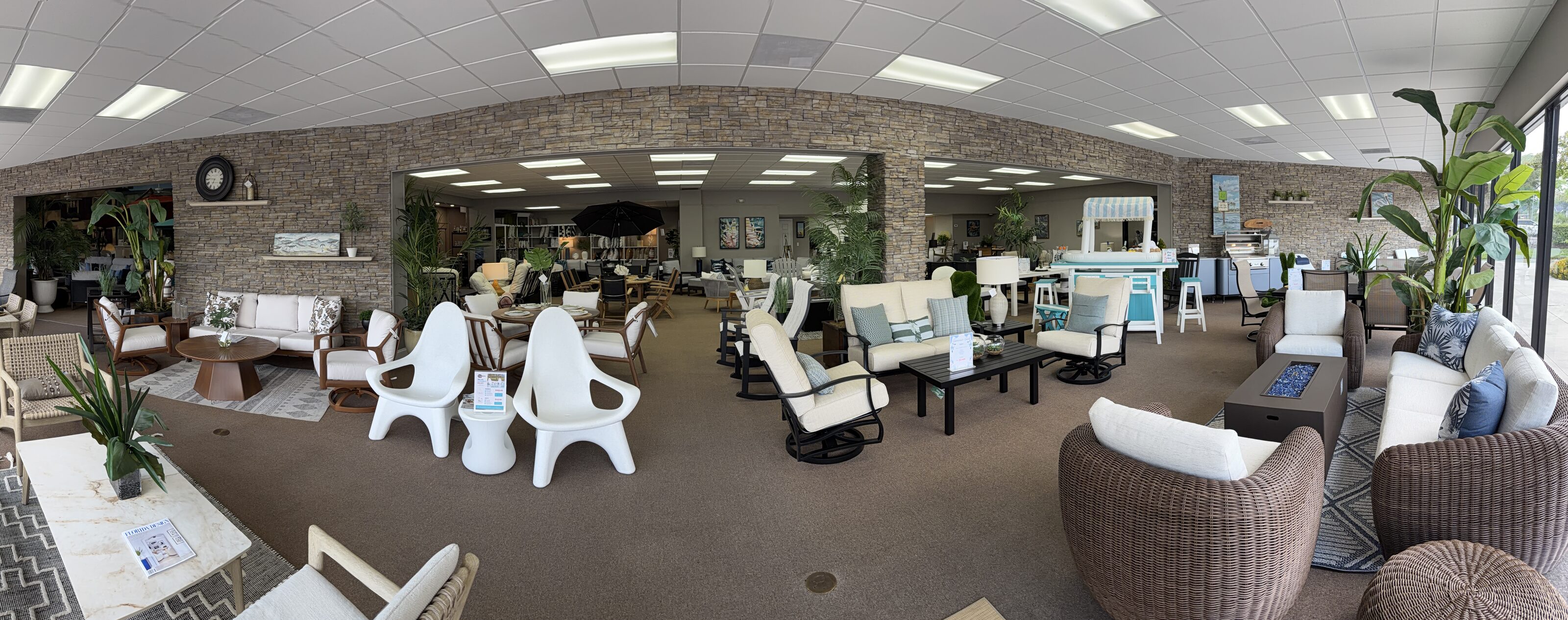 Outdoor furniture on display at the Patio Style showroom in Longwood, Florida