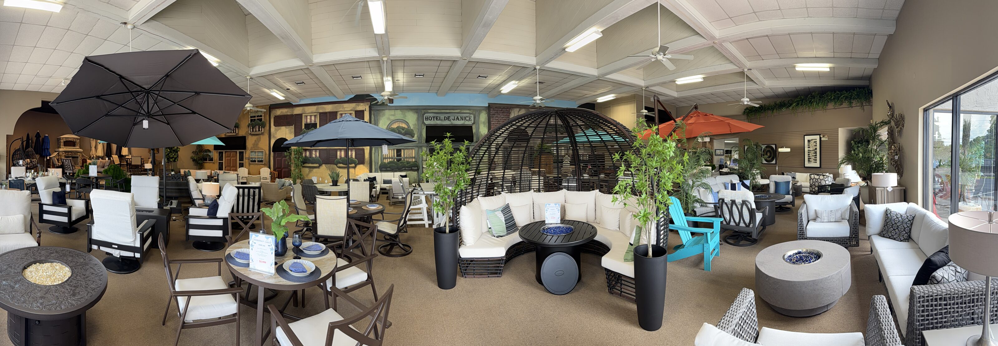 Inside the Patio Style outdoor furniture showroom in Longwood, Florida